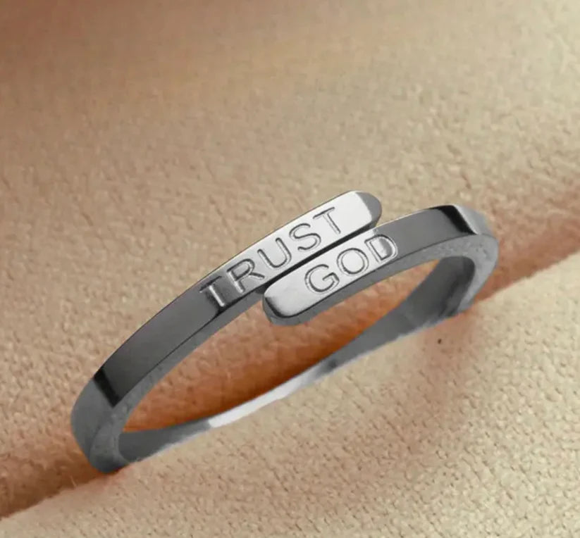Trust God Engraved Ring
