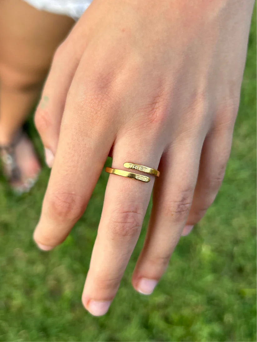 Trust God Engraved Ring