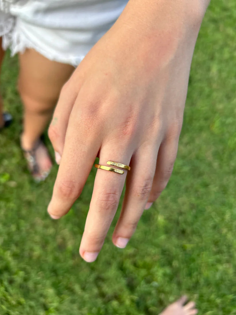 Trust God Engraved Ring