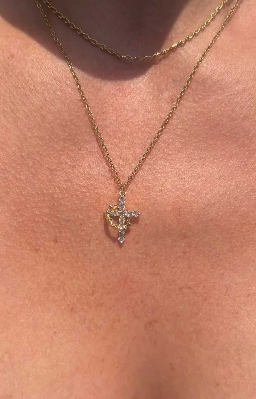 Crowned in Faith Cross Necklace
