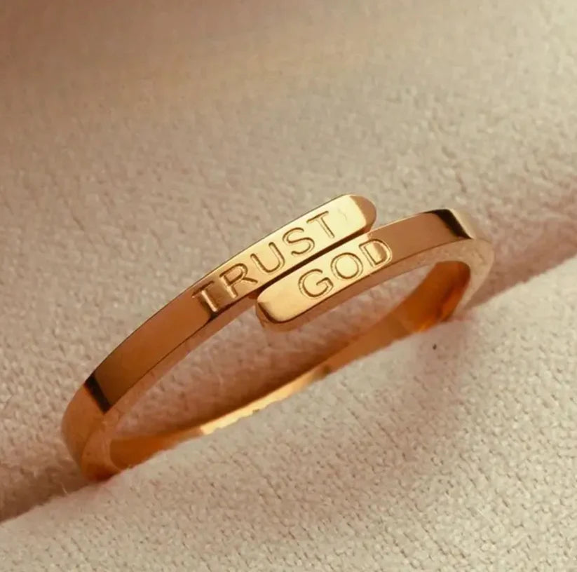 Trust God Engraved Ring