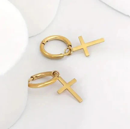 Gracefully Anchored Cross Earrings