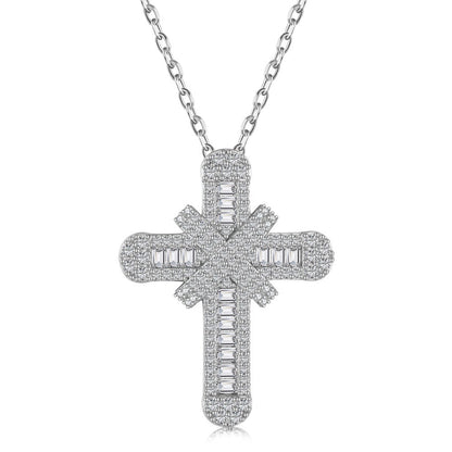 Christ Cross Diamond Inlay Pendant Necklace